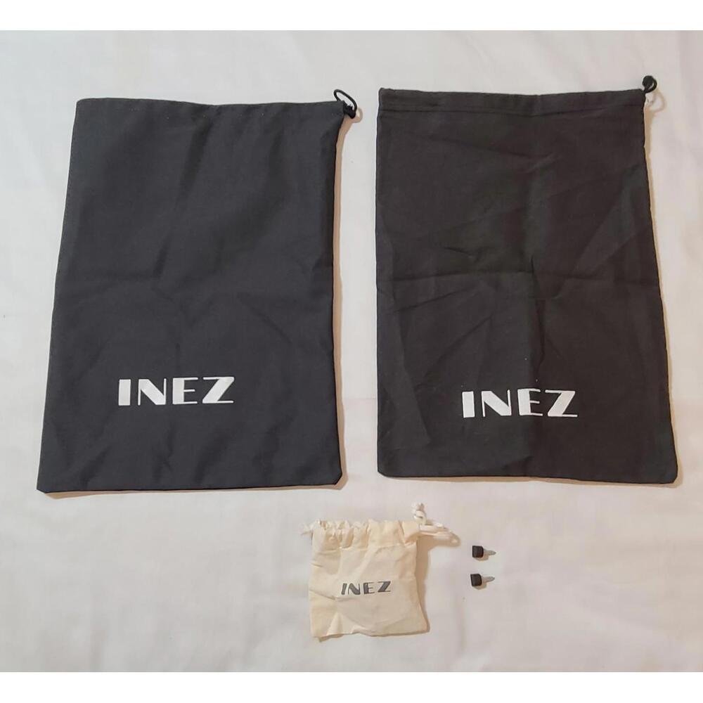 2pk Inez Shoe Dust Bags Black Drawstring Storage Bonus Two Replacement Heel Tips
